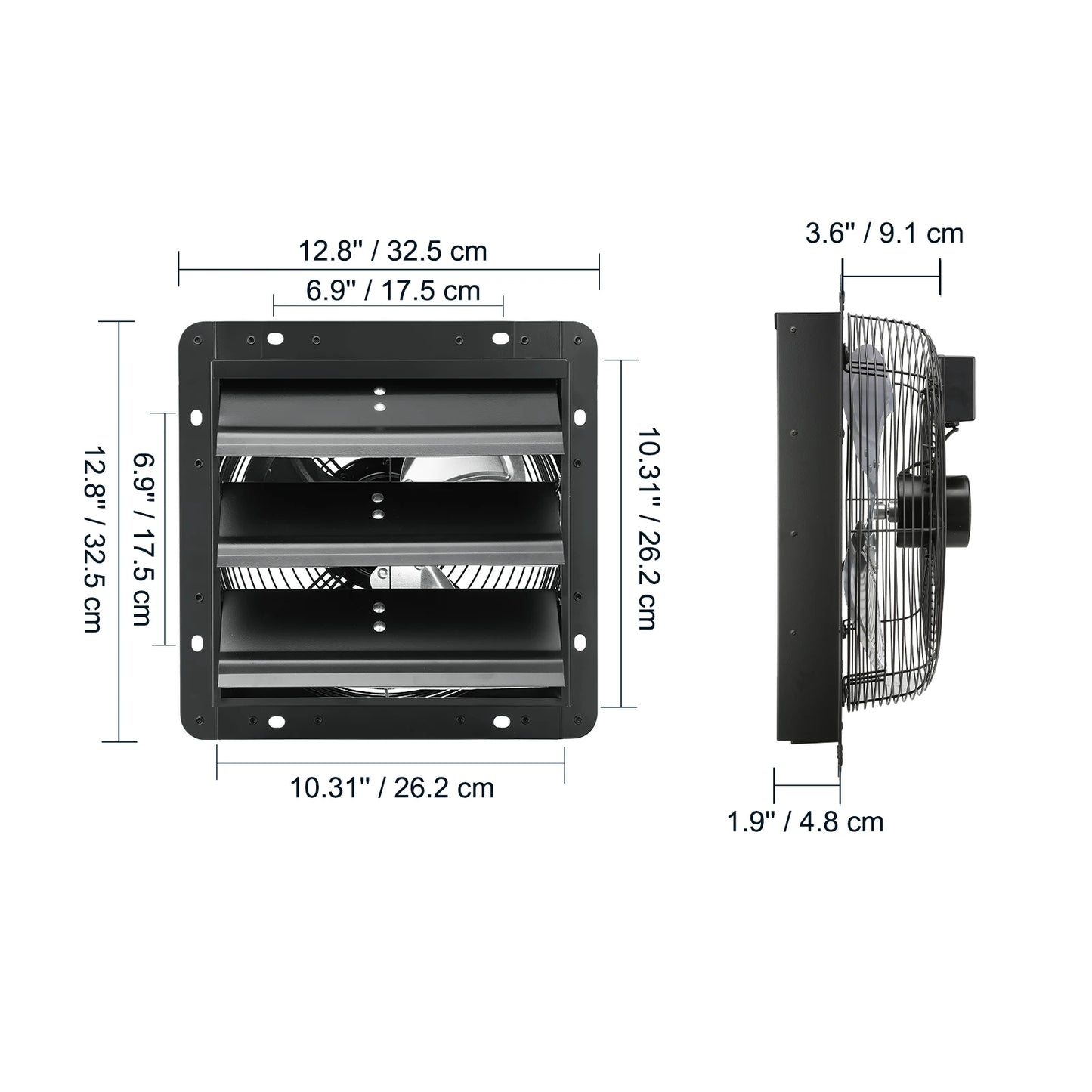 VEVOR Shutter Exhaust Fan Adjustable 10 Speed EC Motor