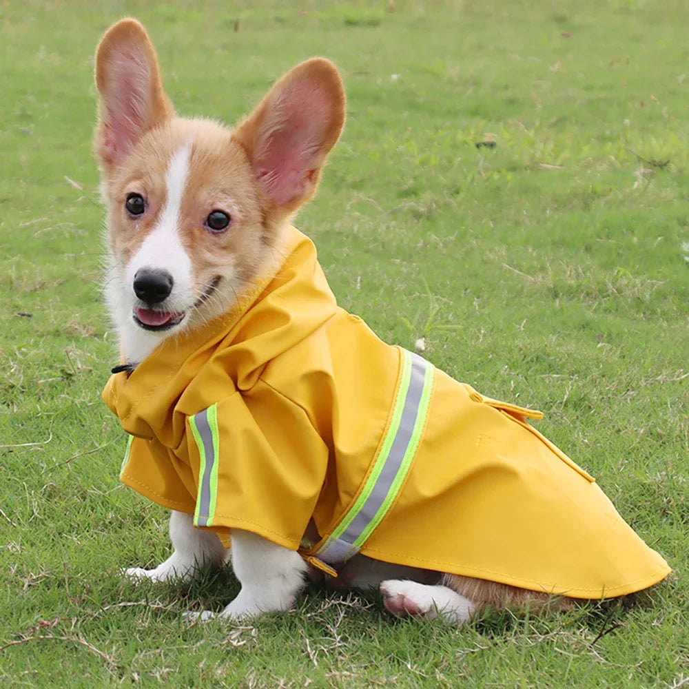 Dog Raincoat Reflective Hooded Waterproof Cloak Style