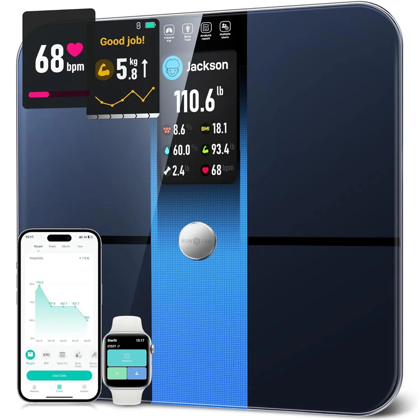 Smart Digital Bathroom Scale With 22 Metrics And App Sync