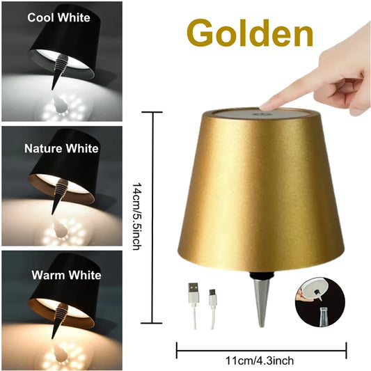 LED Wireless Wine Bottle Table Lamp With Touch Dimming