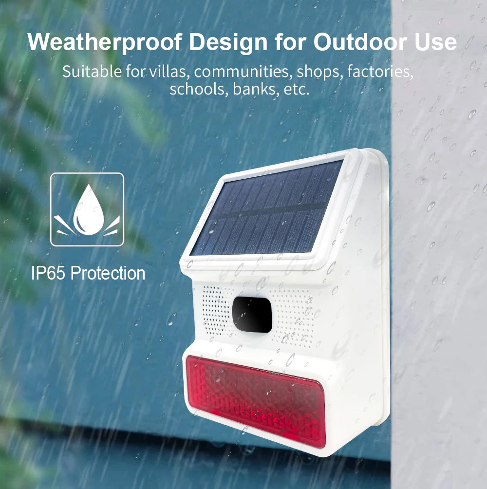 PGST IP65 Wireless Solar Siren 433MHz Outdoor Alarm System