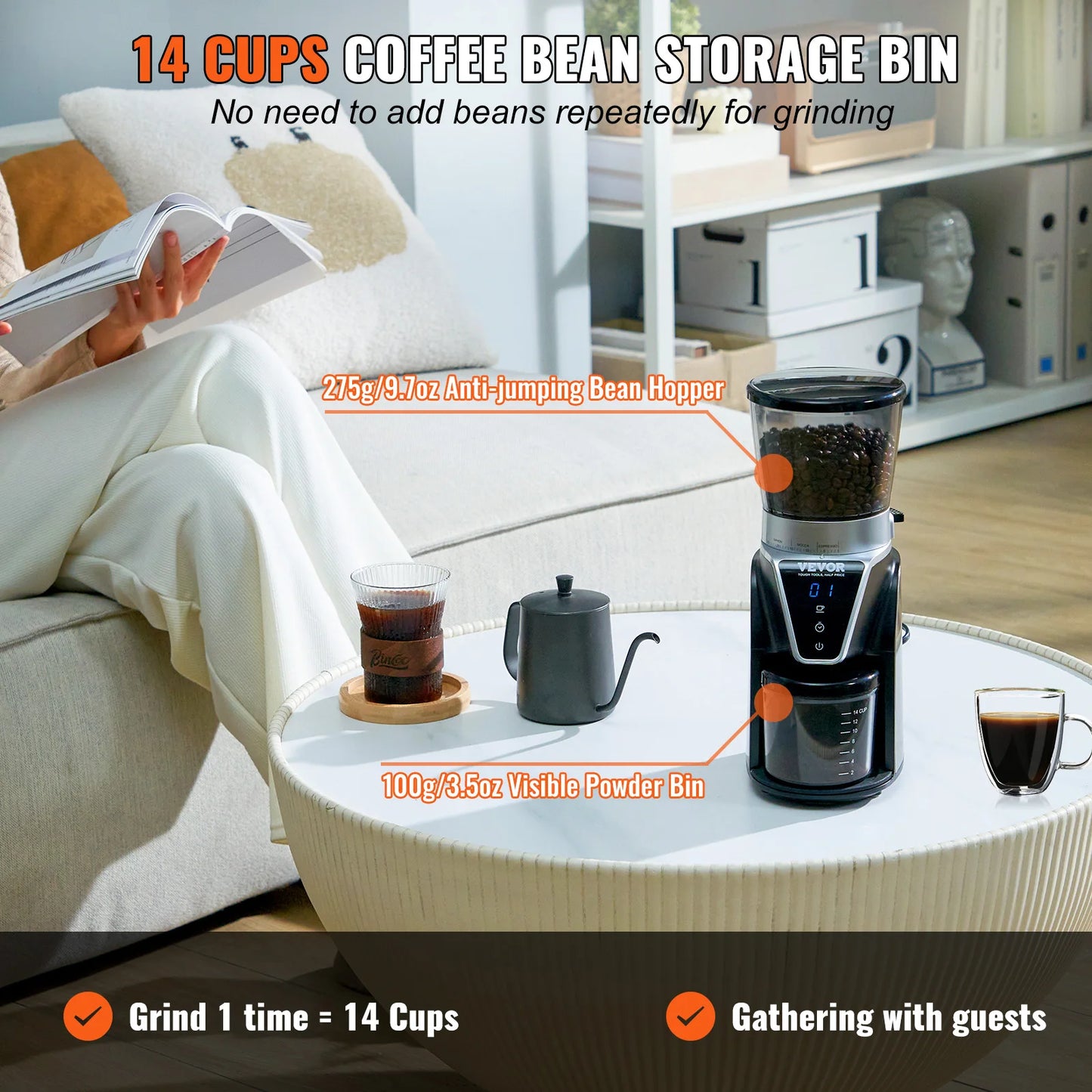VEVOR Conical Burr Coffee Grinder For Home Espresso