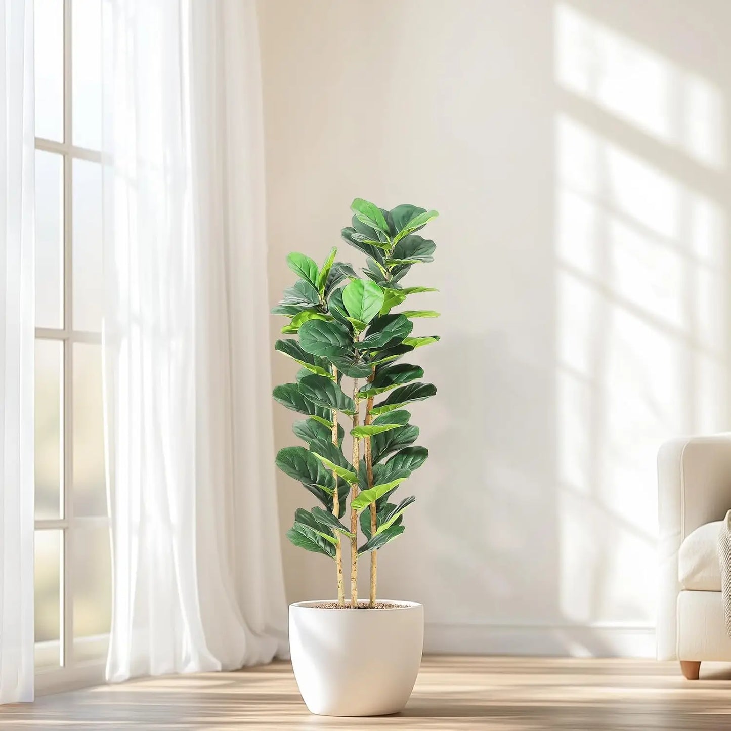 HiMISSCN Faux Fiddle Leaf Fig Tree With Pot Home Decor