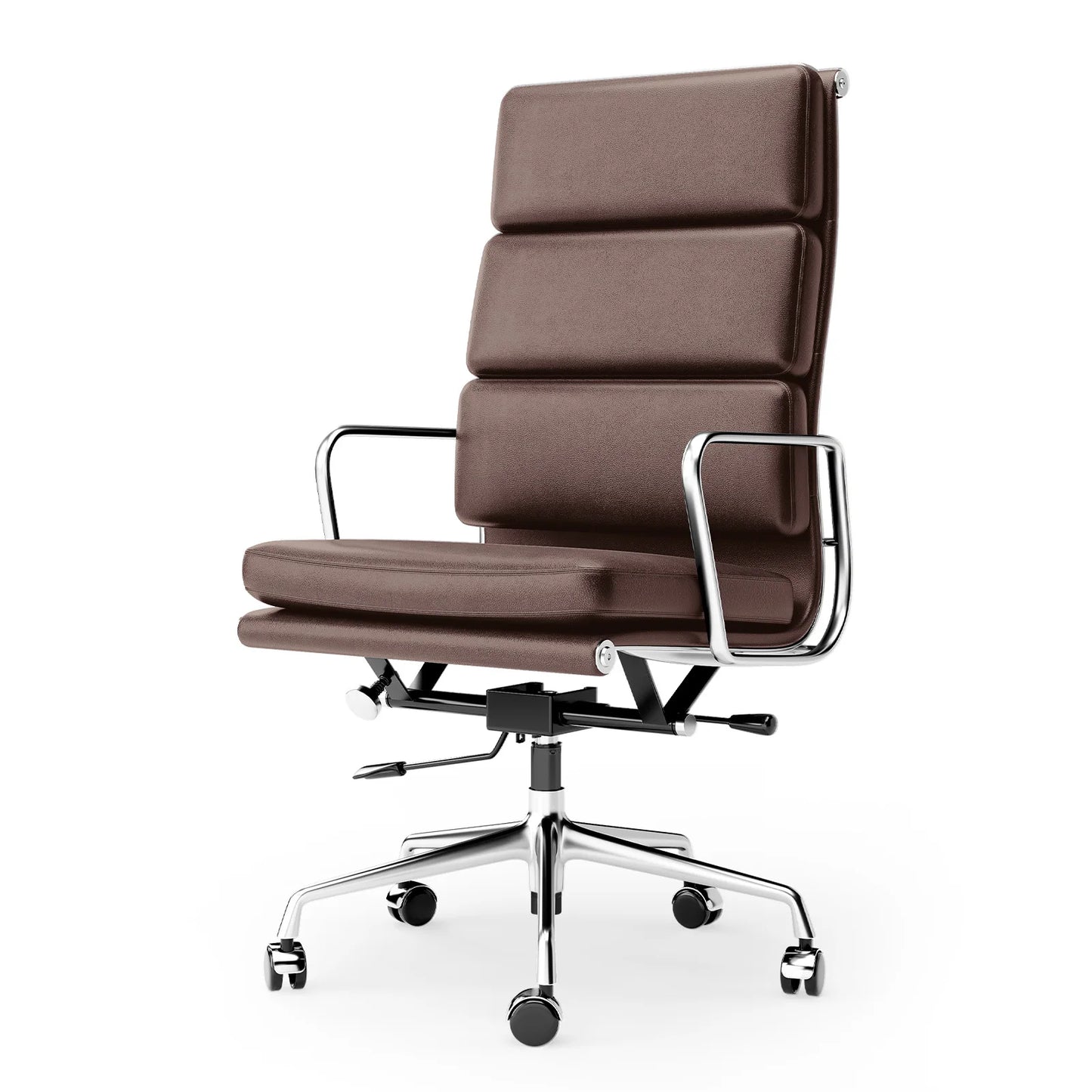 Furgle Mid Back Genuine Leather Ergonomic Office Chair With Lumbar Support