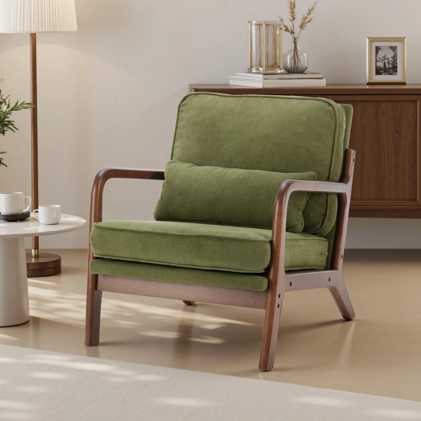 JHK Mid Century Modern Armchair With Wooden Frame For Home
