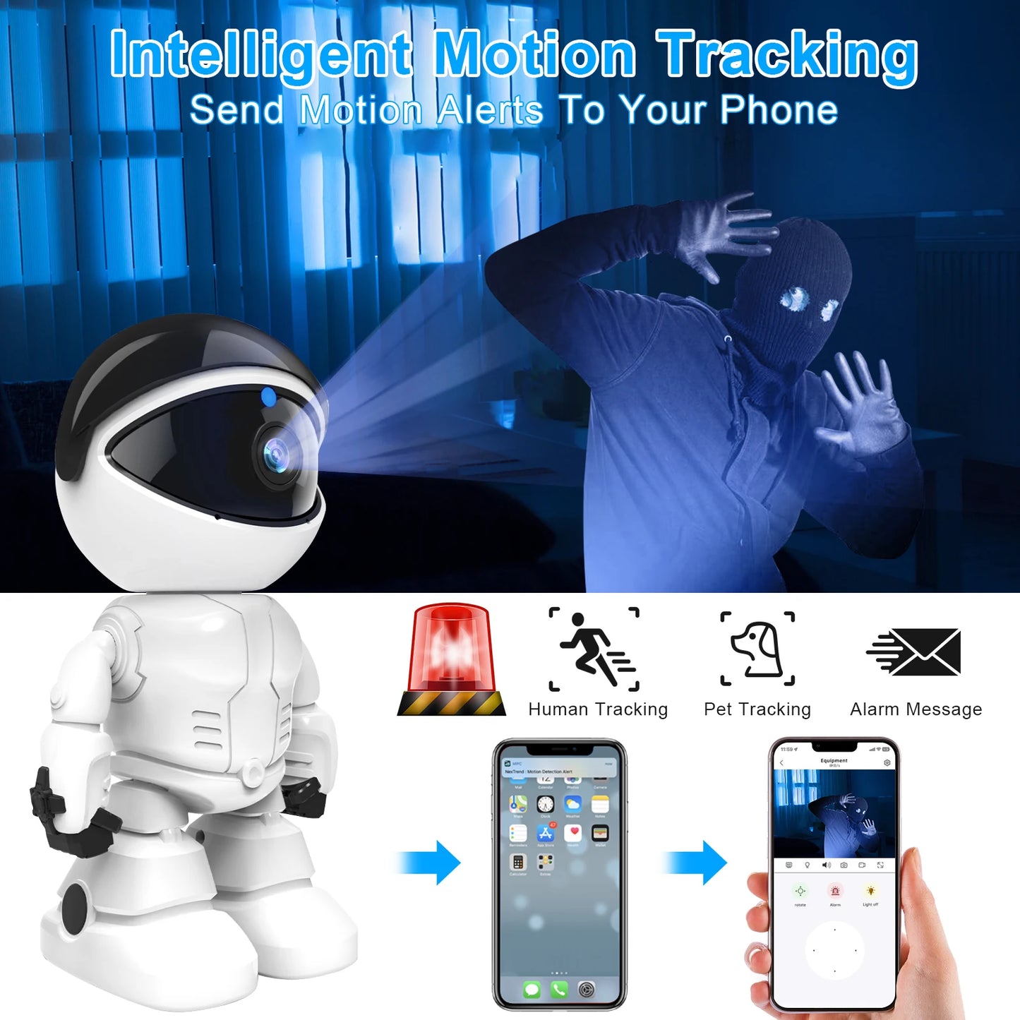 NOAHTEC Robot Camera Wifi 3MP Indoor Security Night Vision