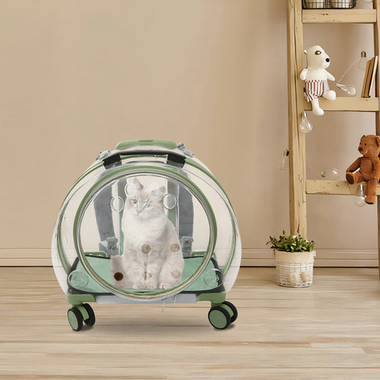 Breathable Cat Carrier With Rolling Wheels