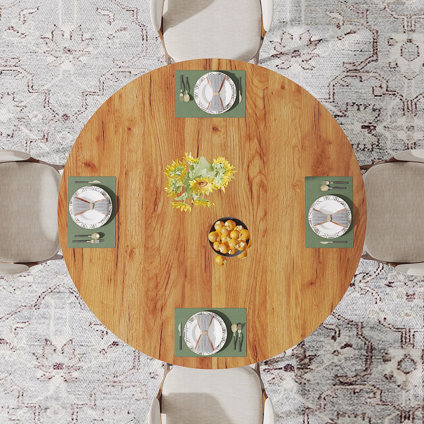 Tribesigns Round Dining Table For Four To Six People