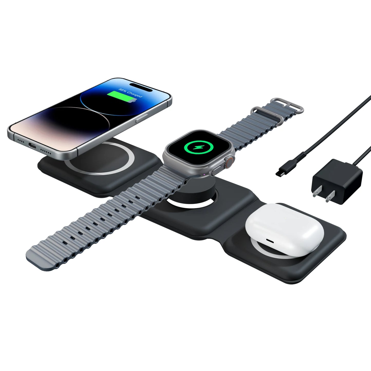 3-in-1 Magnetic Wireless Charger Dock for iPhone Watch AirPods