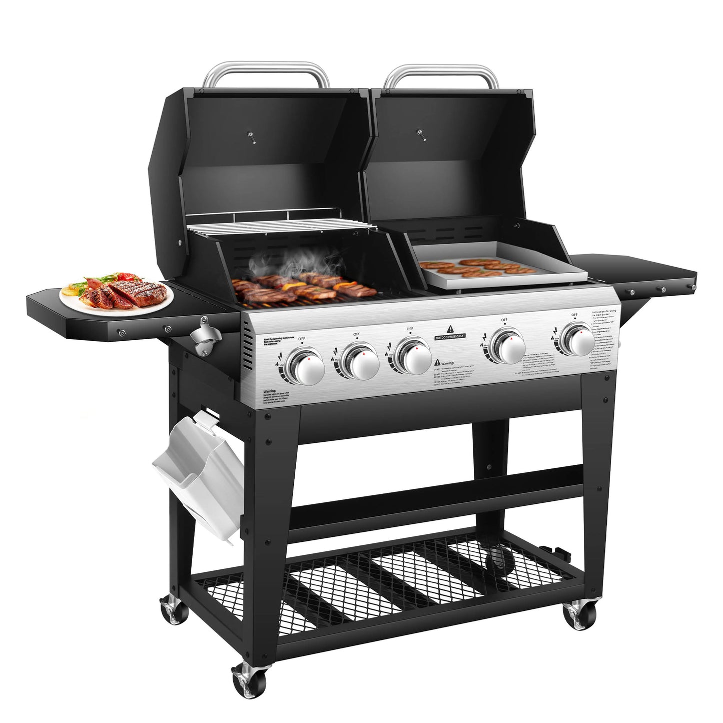 Gas Grill And Flat Top Griddle 54000 BTU Dual Cooking