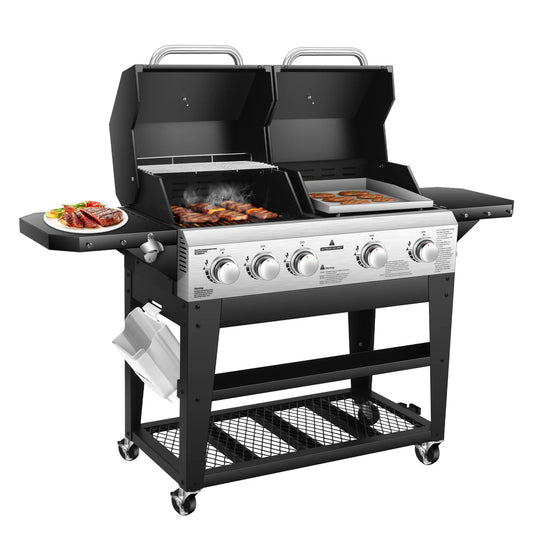Gas Grill And Flat Top Griddle 54000 BTU Dual Cooking
