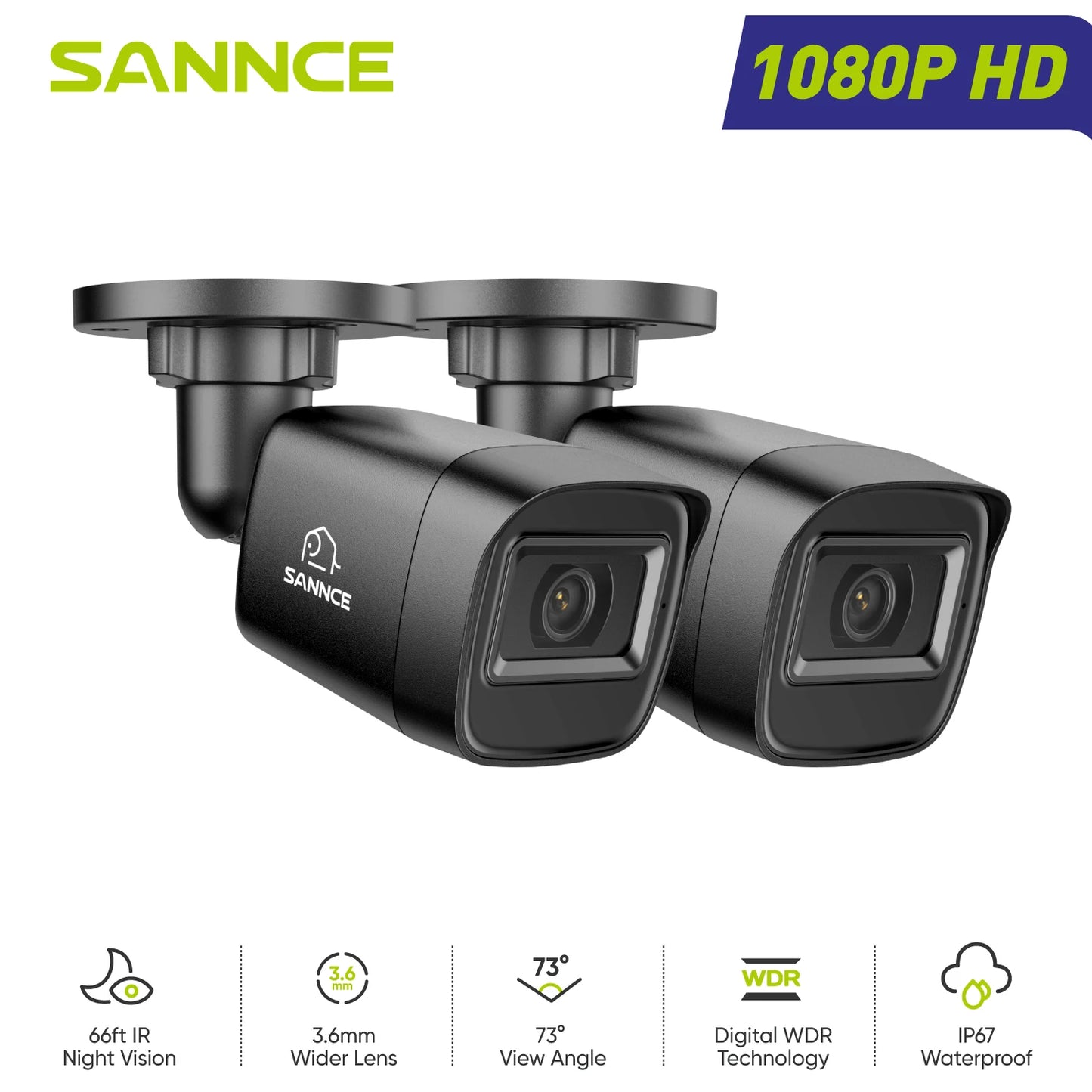 SANNCE 2MP Bullet Security Camera 1080P Night Vision