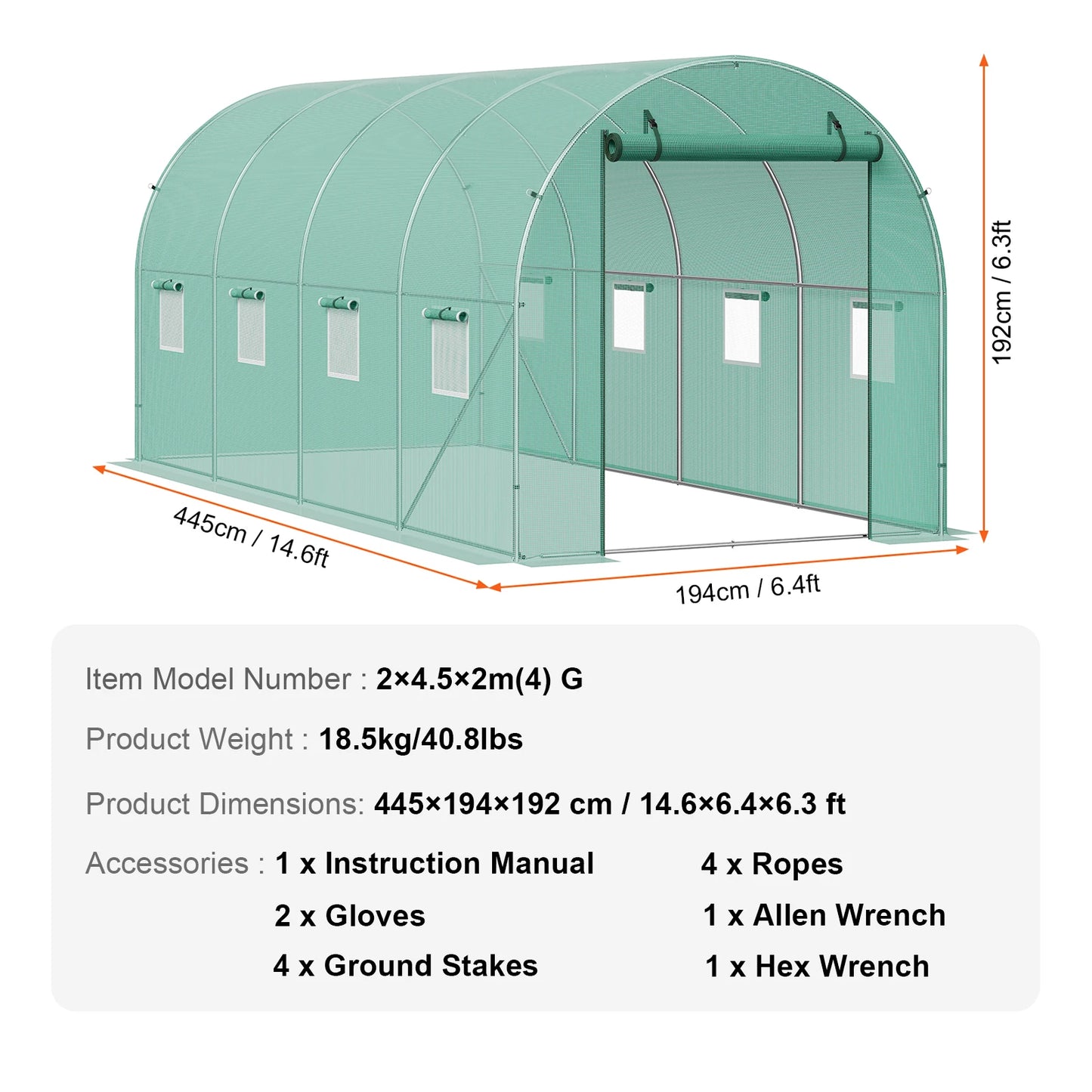 SucceBuy Walk In Tunnel Greenhouse With Steel Frame PE Cover