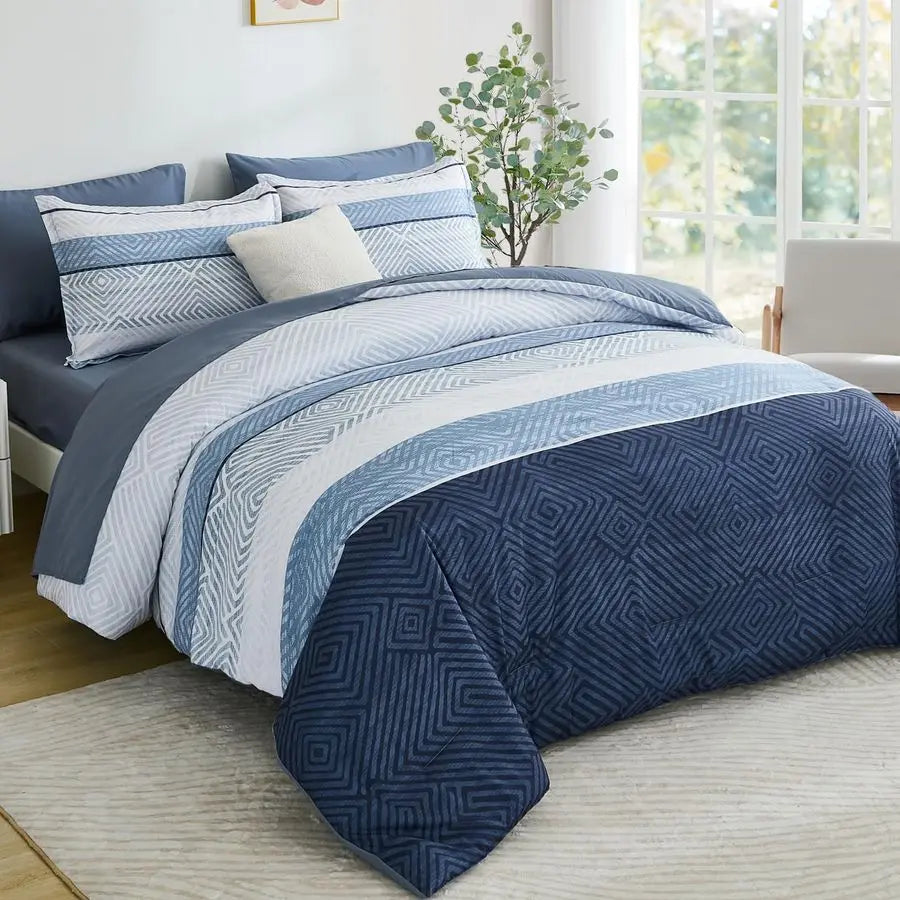 Comforter Set Bed In A Bag Boho Stripe Microfiber Bedding