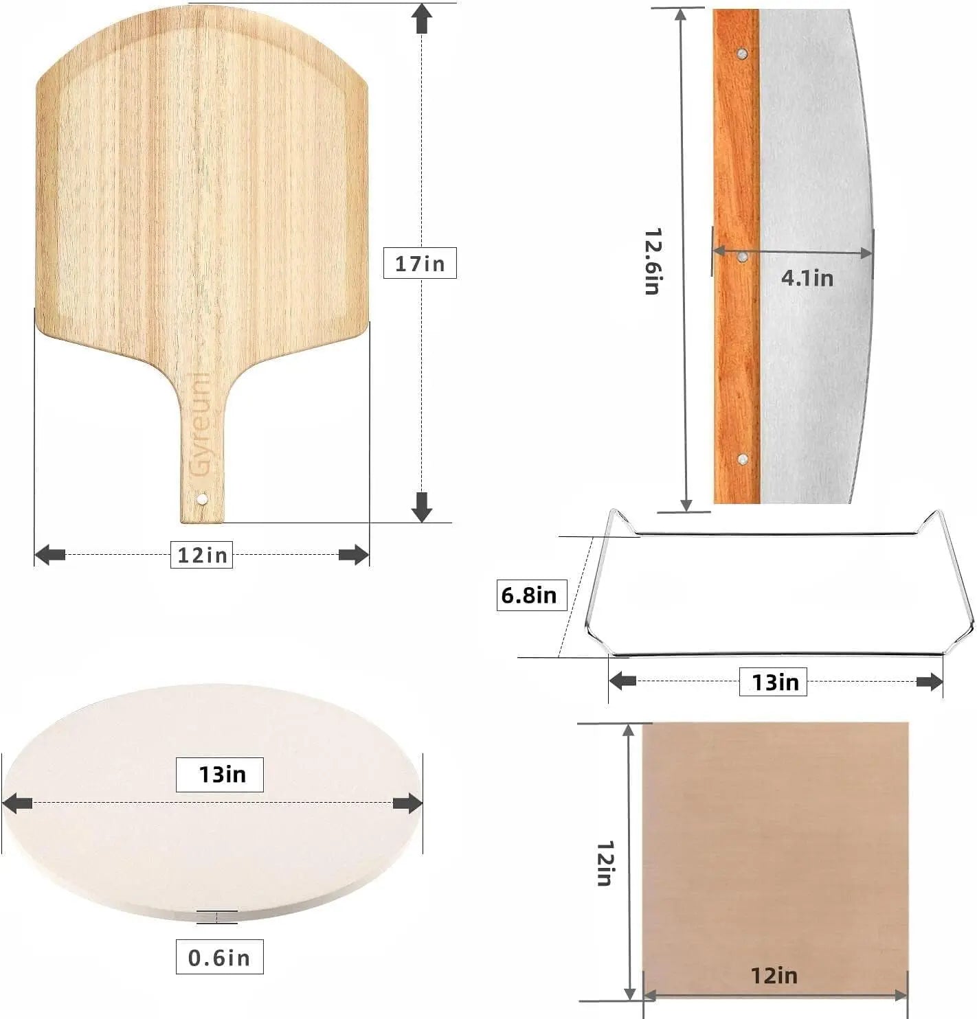 Pizza Stone Set With Rack Cutter And Oven Grill Accessories
