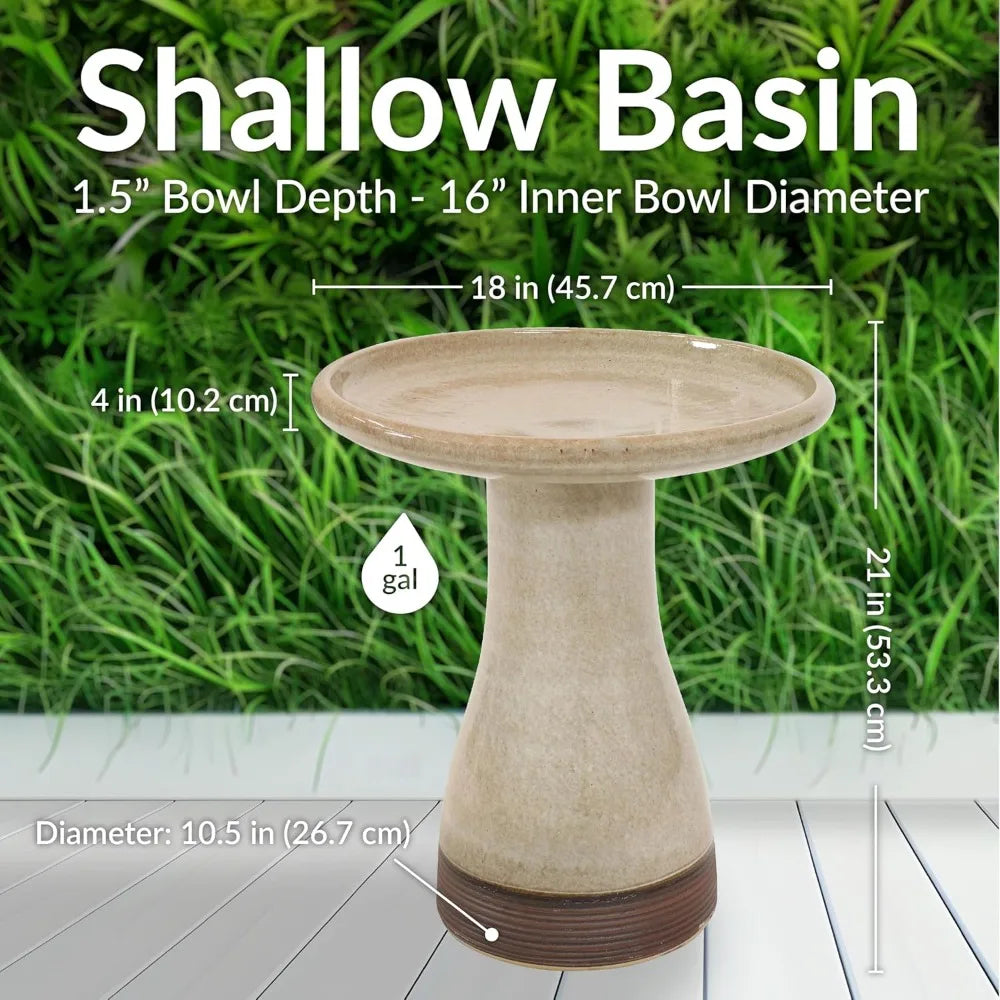 Sunnydaze Ceramic Bird Bath Outdoor Hand Painted