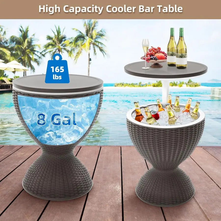Portable Outdoor Cooler Table With Drainage Plug And Lift Lid