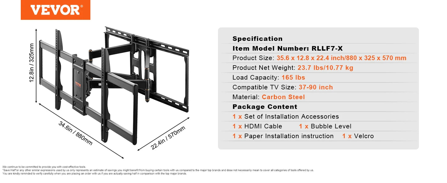 SucceBuy Full Motion TV Mount With Articulating Arms
