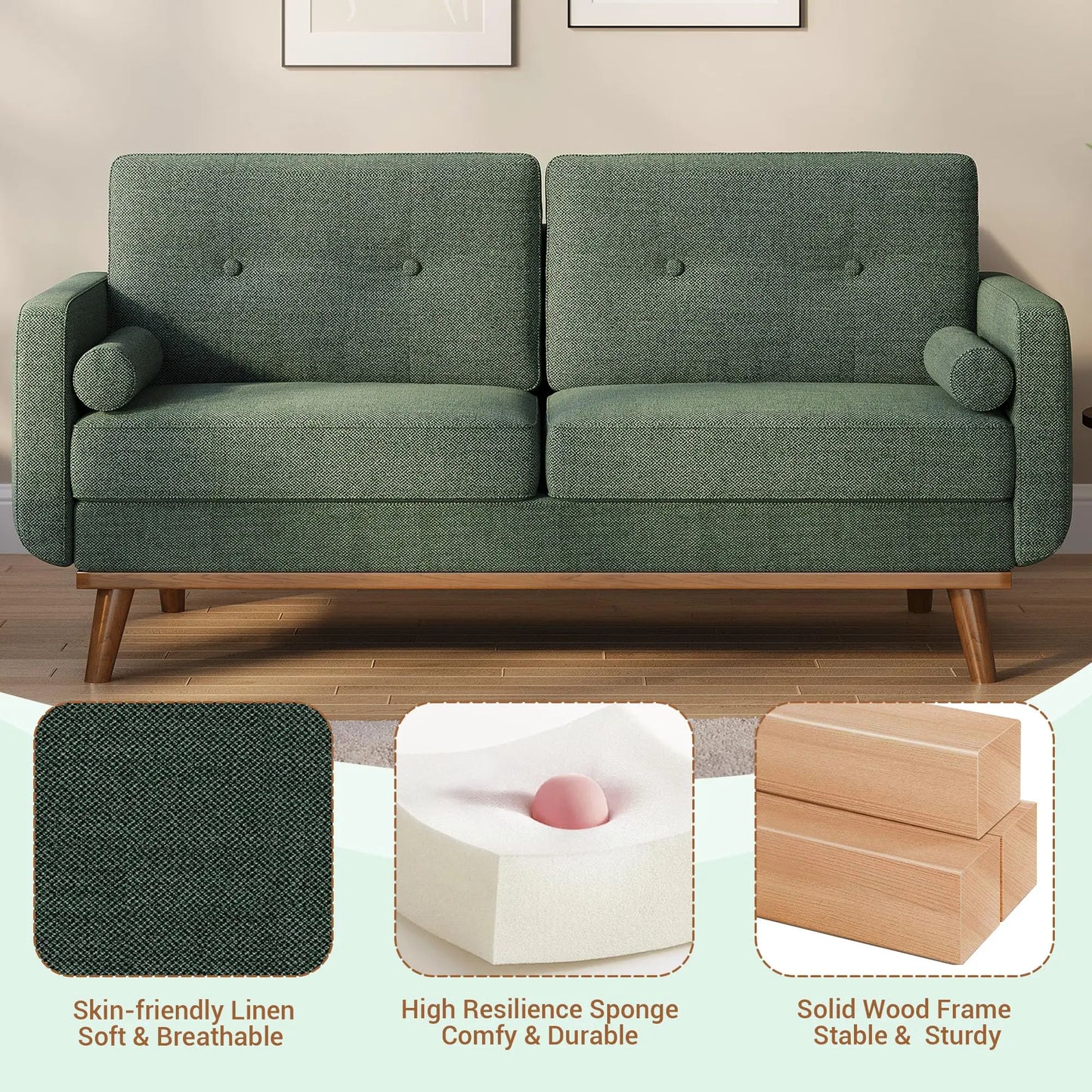 Studyset Mid Century Modern Loveseat Sofa for Living Room