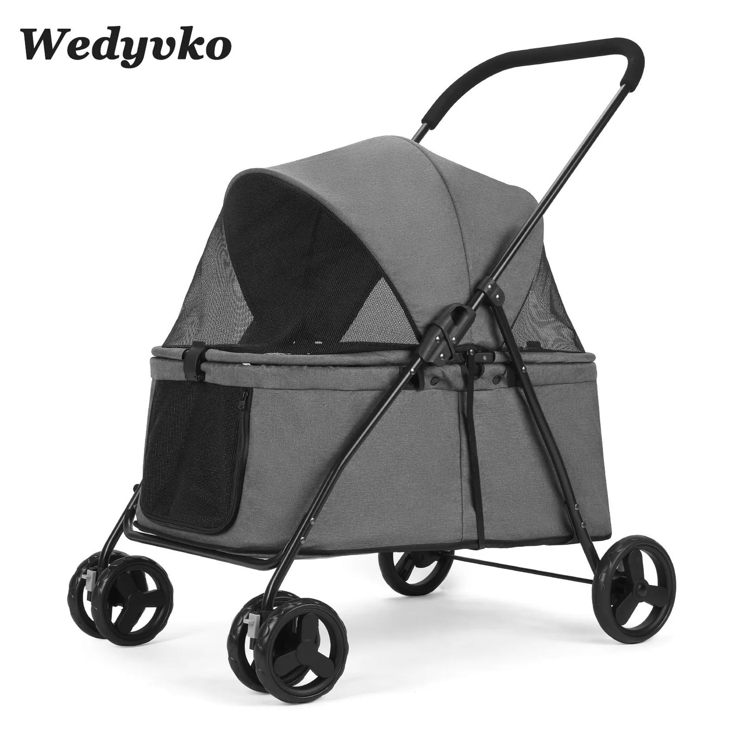 Wedyvko 80 Lbs Pet Stroller Four Wheel Brakes Rotating Front Wheel