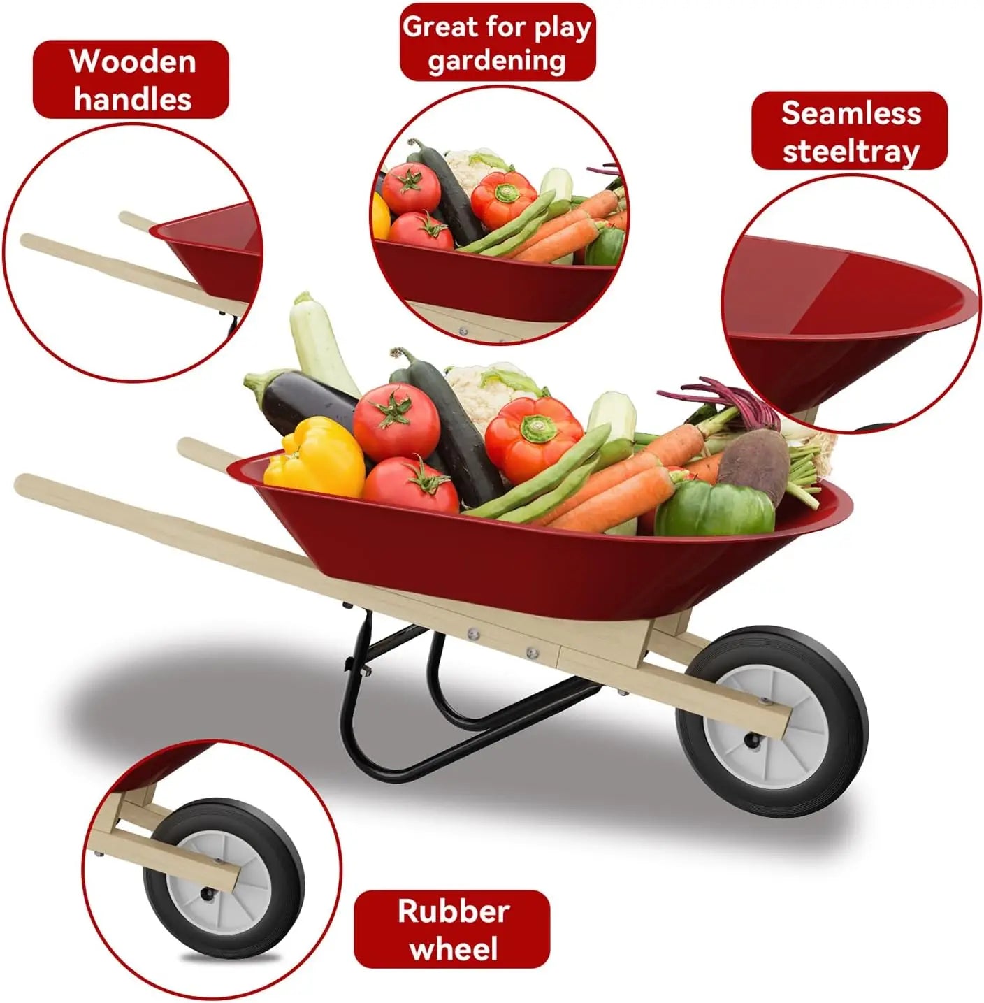 Kids Wheelbarrow Set With Gardening Tools For Outdoor Play