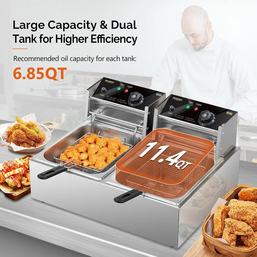 XMSJ 3400W Commercial Deep Fryer With Basket And Lid