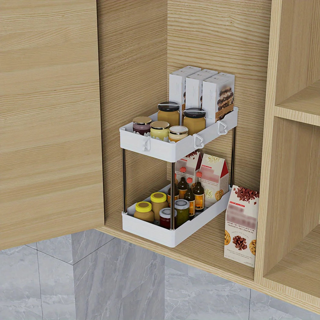 Under Sink Organizers Double Tier Racks For Bathroom And Kitchen Storage