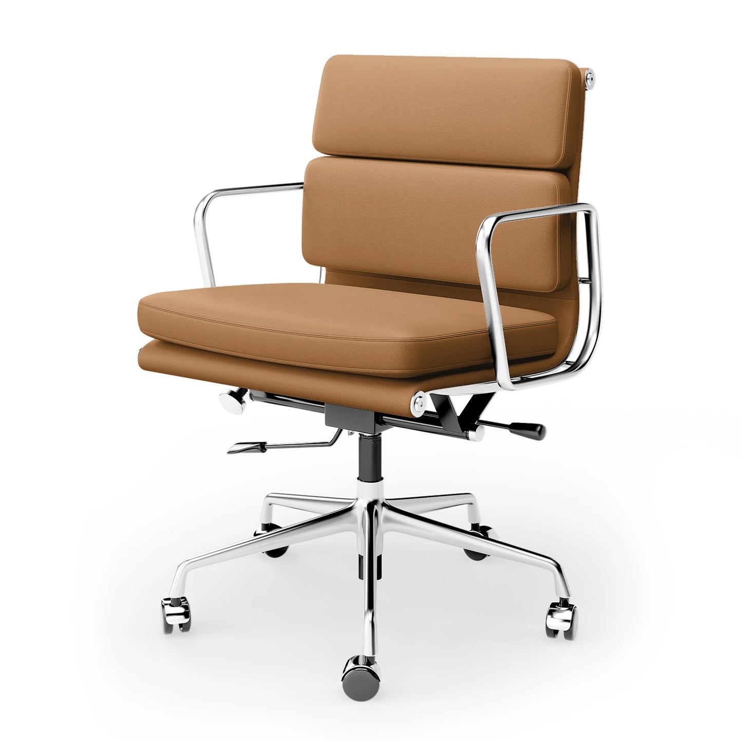 Furgle Mid Back Genuine Leather Ergonomic Office Chair With Lumbar Support