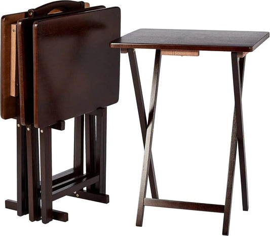 Foldable TV Tray Table Set With Storage Rack 4-Pack