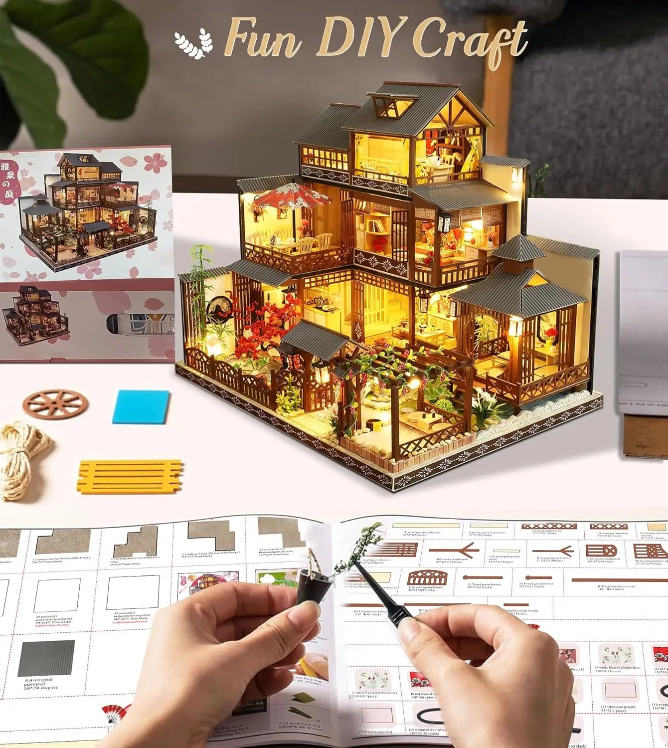 DIY Dollhouse Miniature Kit With Wooden Furniture LED Music Box