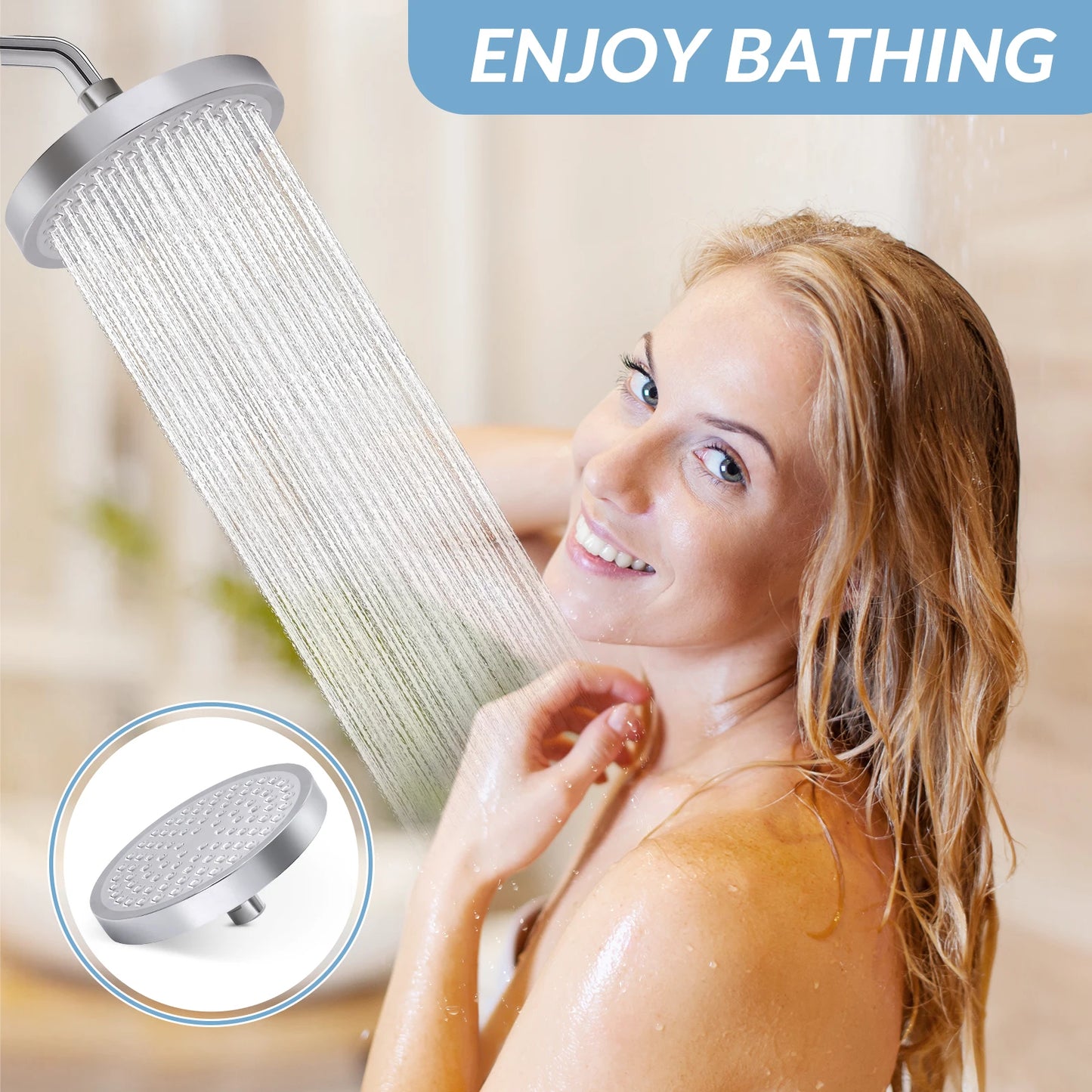 High Pressure Rain Shower Head Stainless Steel Wall Mounted