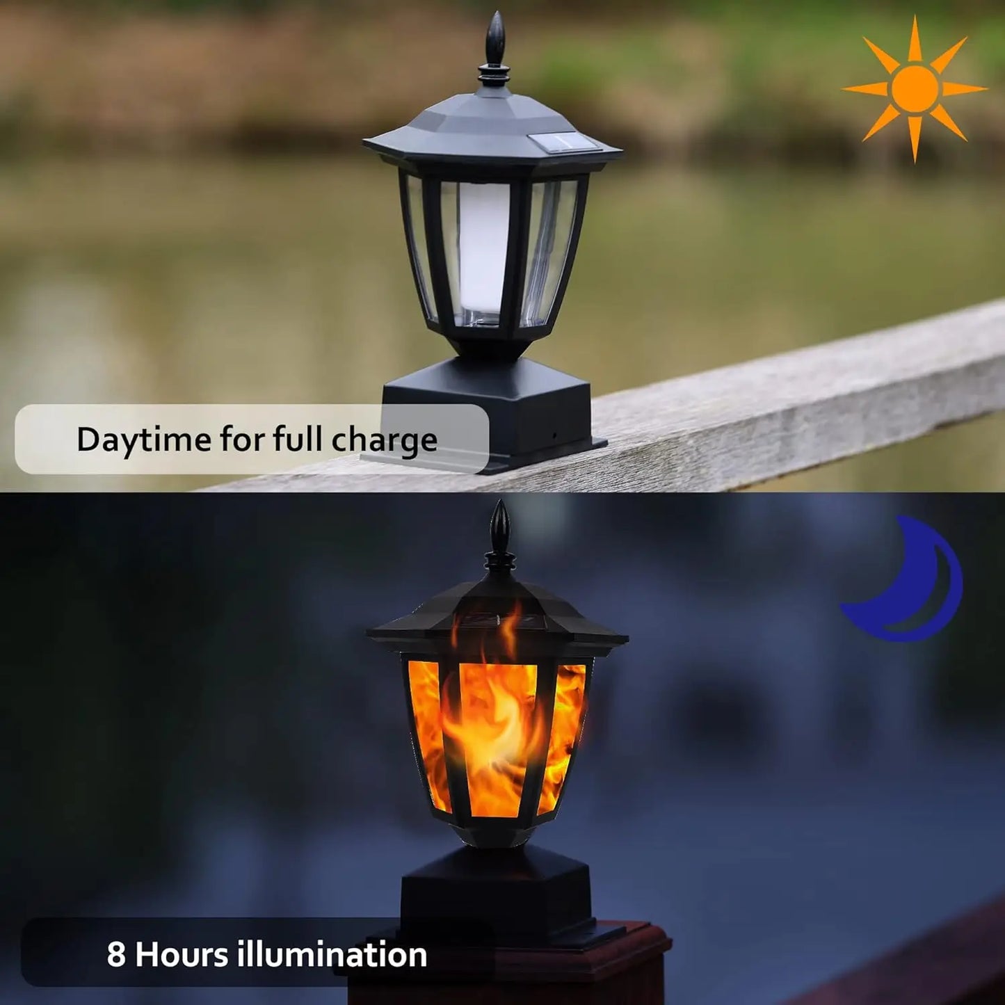 SZRSTH Waterproof Outdoor Solar Flame Post Light For Wooden Posts