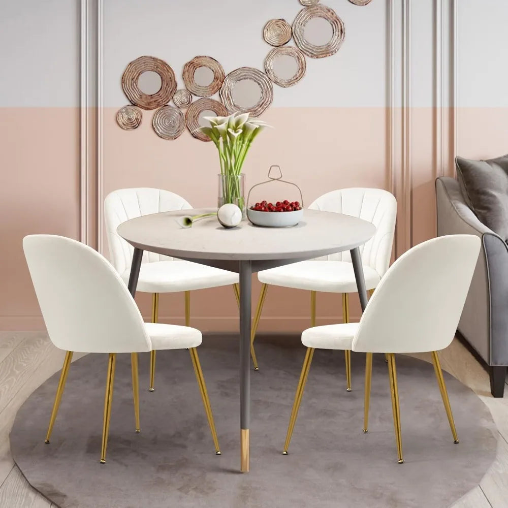 Cushioned Dining Chairs Set of Four With Wood Frame