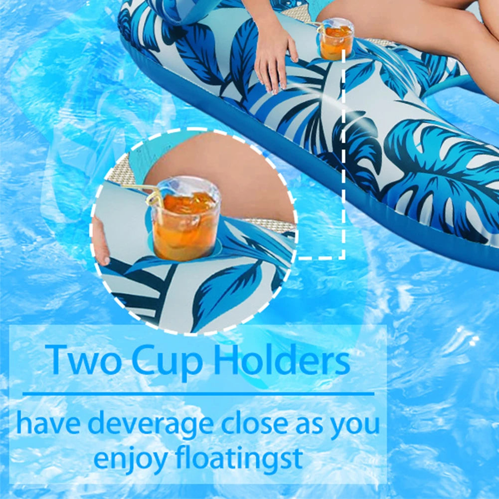 Inflatable Floating Bed with Sunshade Inflatable Water Sleeping Bed Floating Lounger Air Mattress for Swimming Pool Party