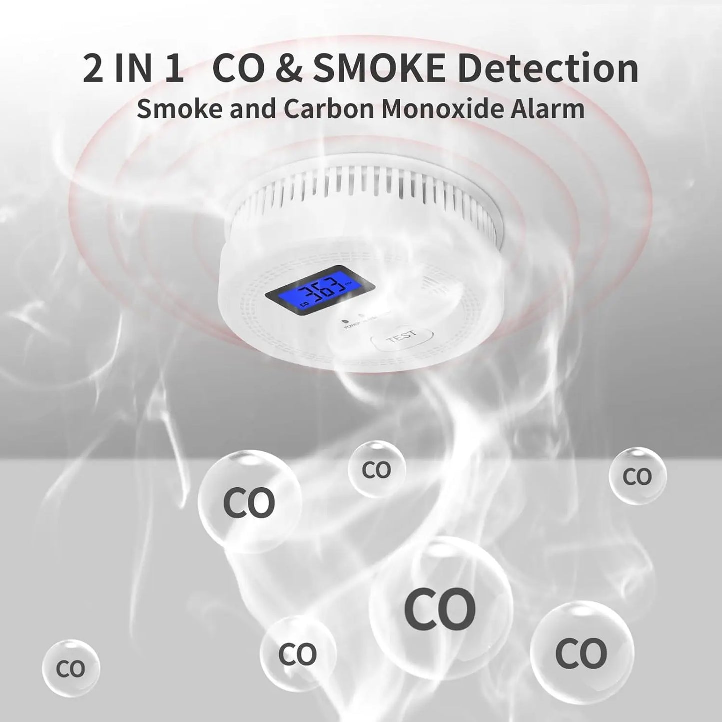 Four Pack 2-in-1 CO and Smoke Alarm With LCD Screen
