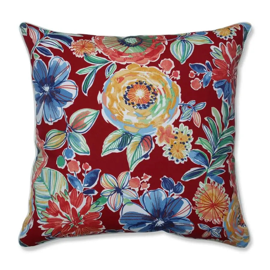 Bright Floral Indoor Outdoor Throw Pillow With Plush Fill Weather Resistant