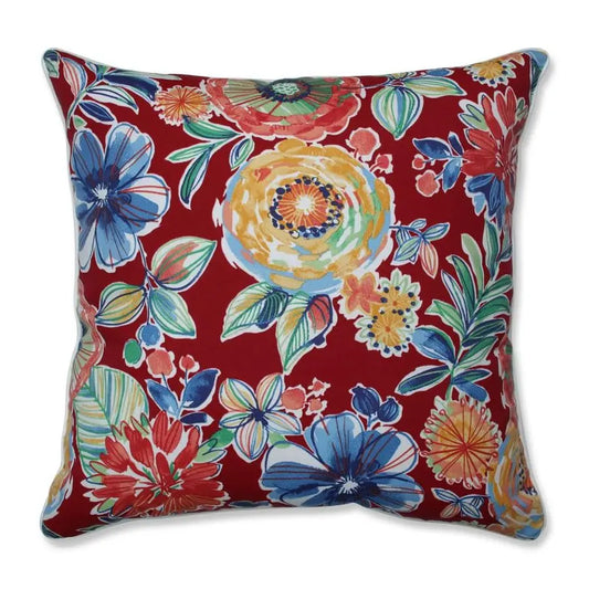 Bright Floral Indoor Outdoor Throw Pillow With Plush Fill Weather Resistant