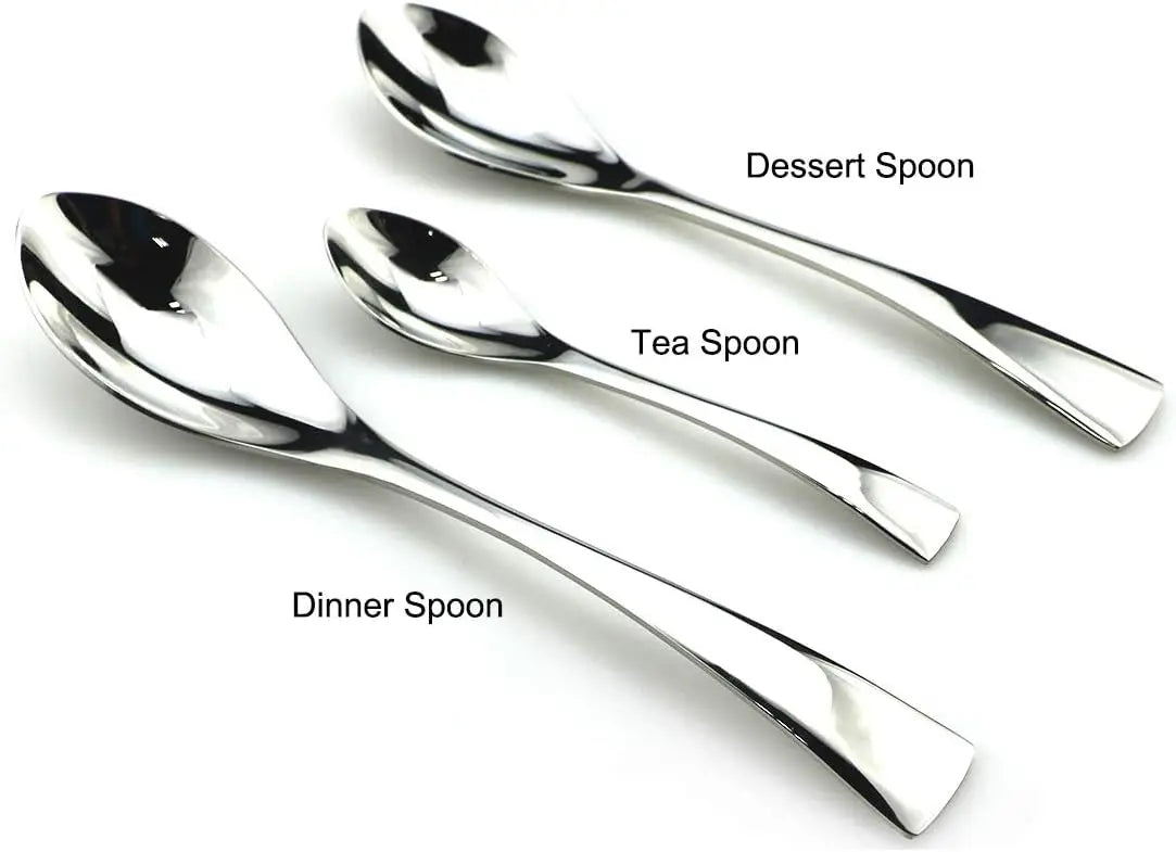 24 Piece Stainless Steel Flatware Set For Four, Mirror Polished