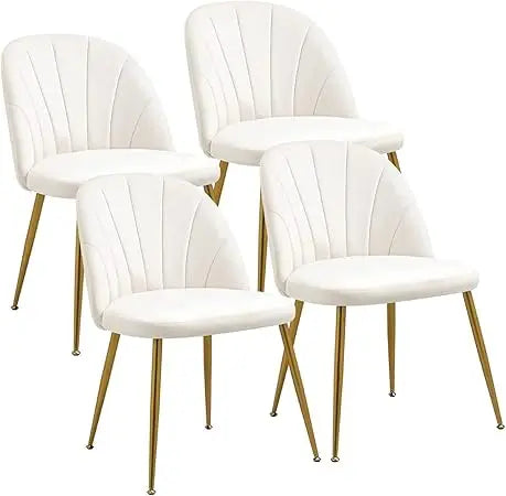 Cushioned Dining Chairs Set of Four With Wood Frame