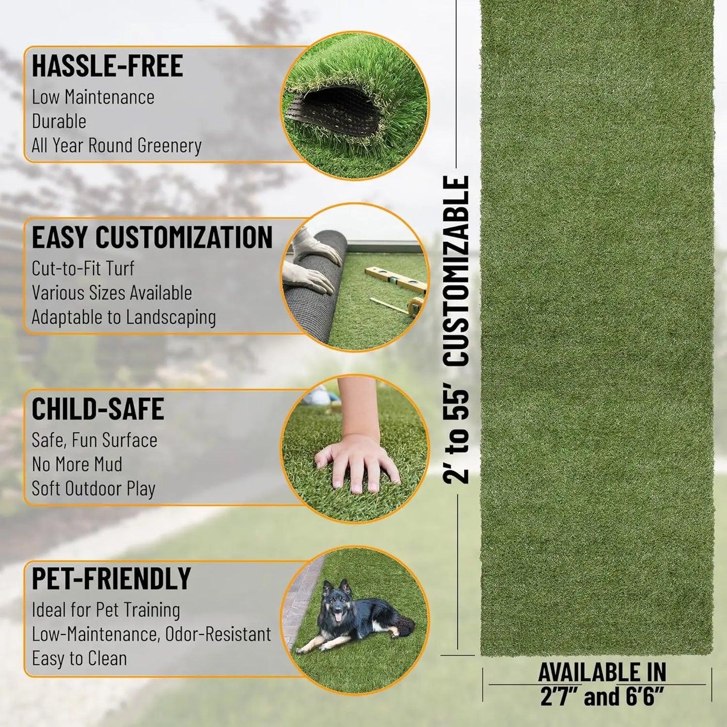 Lifelike Artificial Grass Rug Indoor Outdoor With Drainage Holes