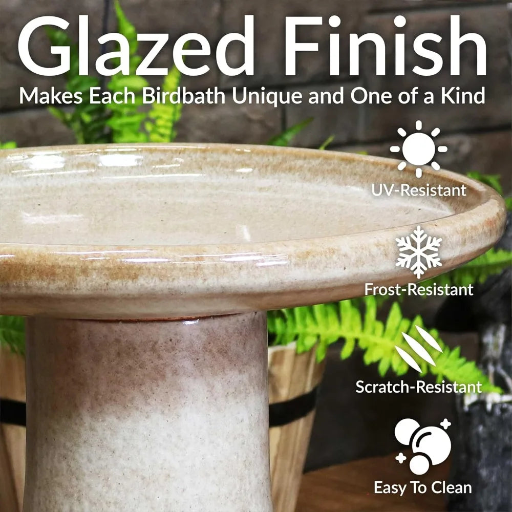 Sunnydaze Ceramic Bird Bath Outdoor Hand Painted