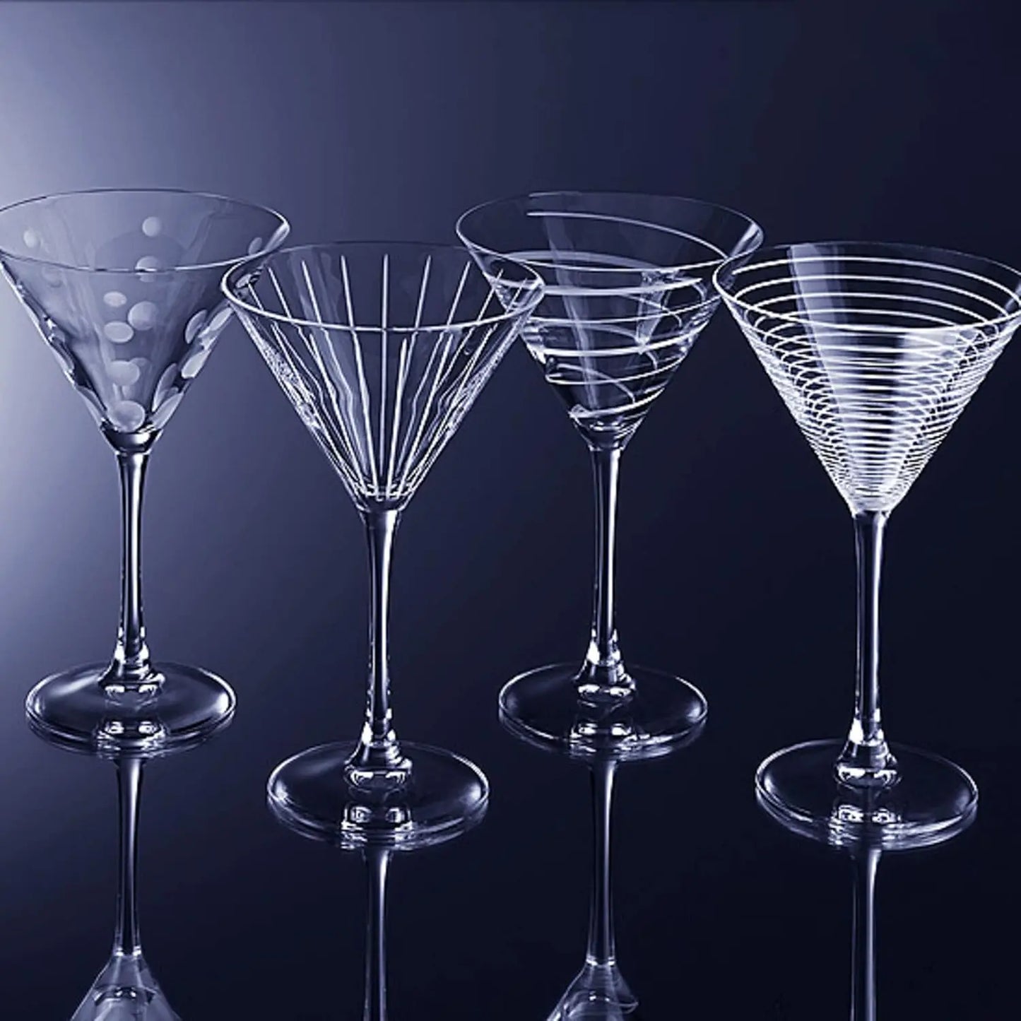Martini Glasses Set of 4 With Elegant Etched Designs