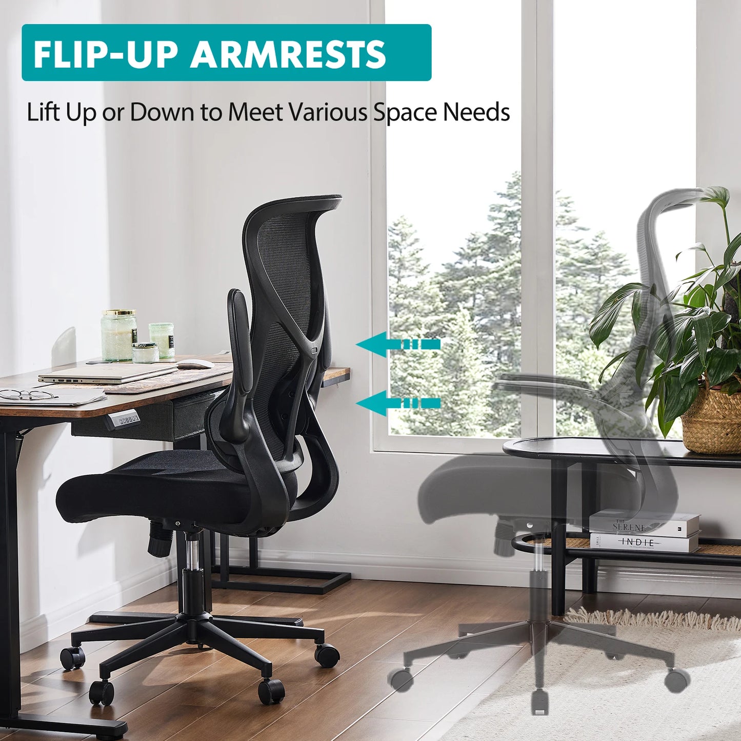 JHK Mesh Lumbar Support Ergonomic Office Chair With Armrests