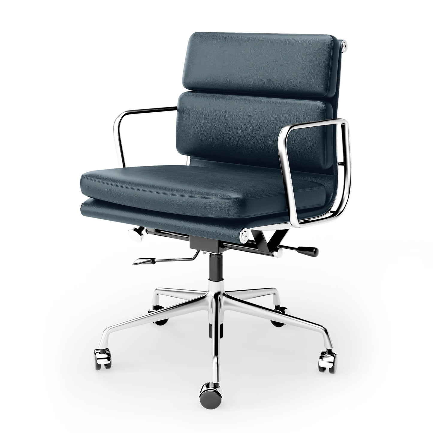 Furgle Mid Back Genuine Leather Ergonomic Office Chair With Lumbar Support