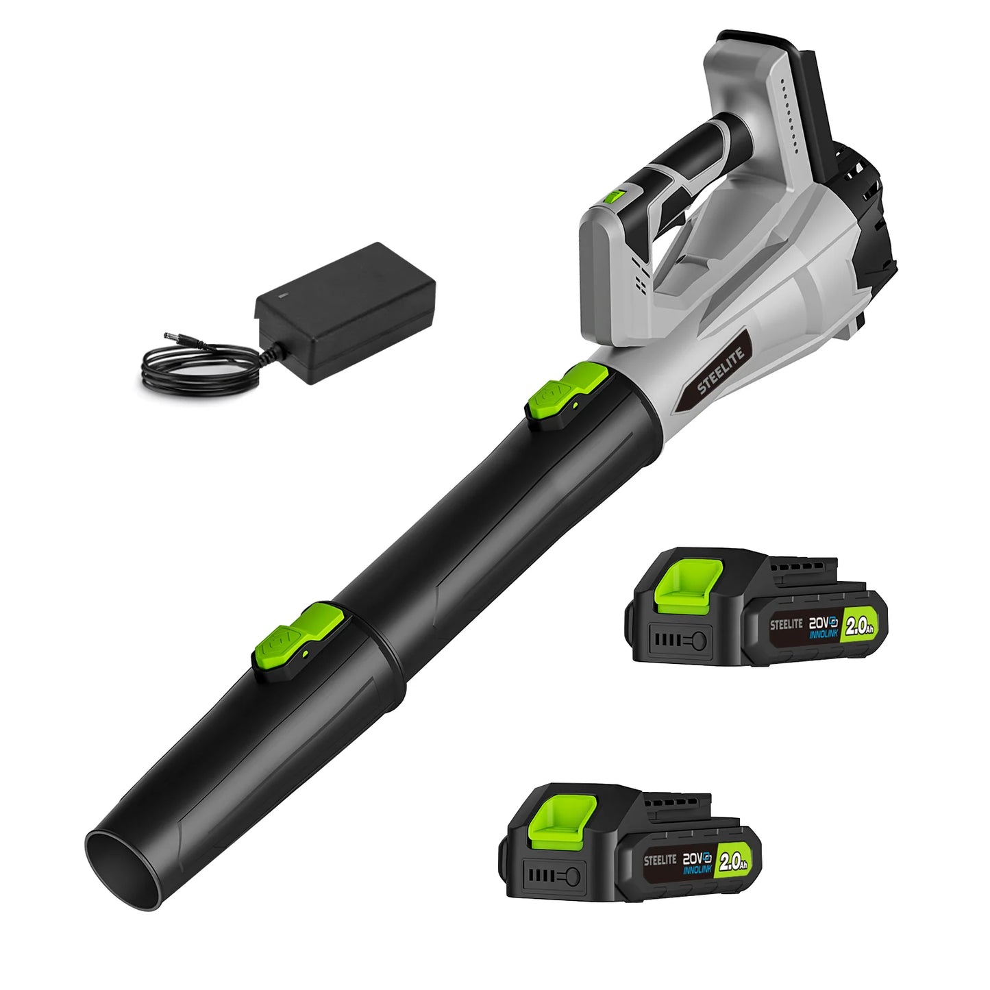 Deli 21V Cordless Leaf Blower With 2x2.0Ah Batteries