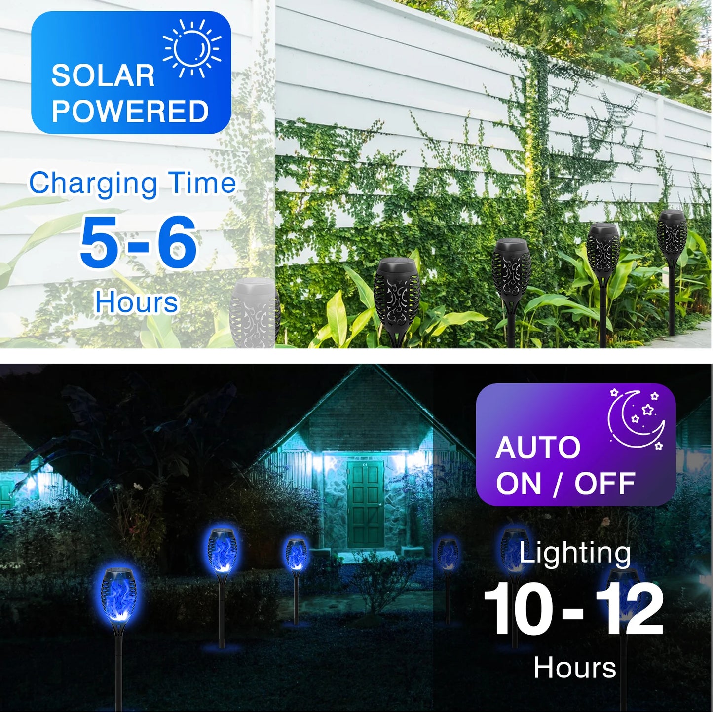 8 Pack Outdoor Solar Torch Lights Flickering Flame Waterproof Decor