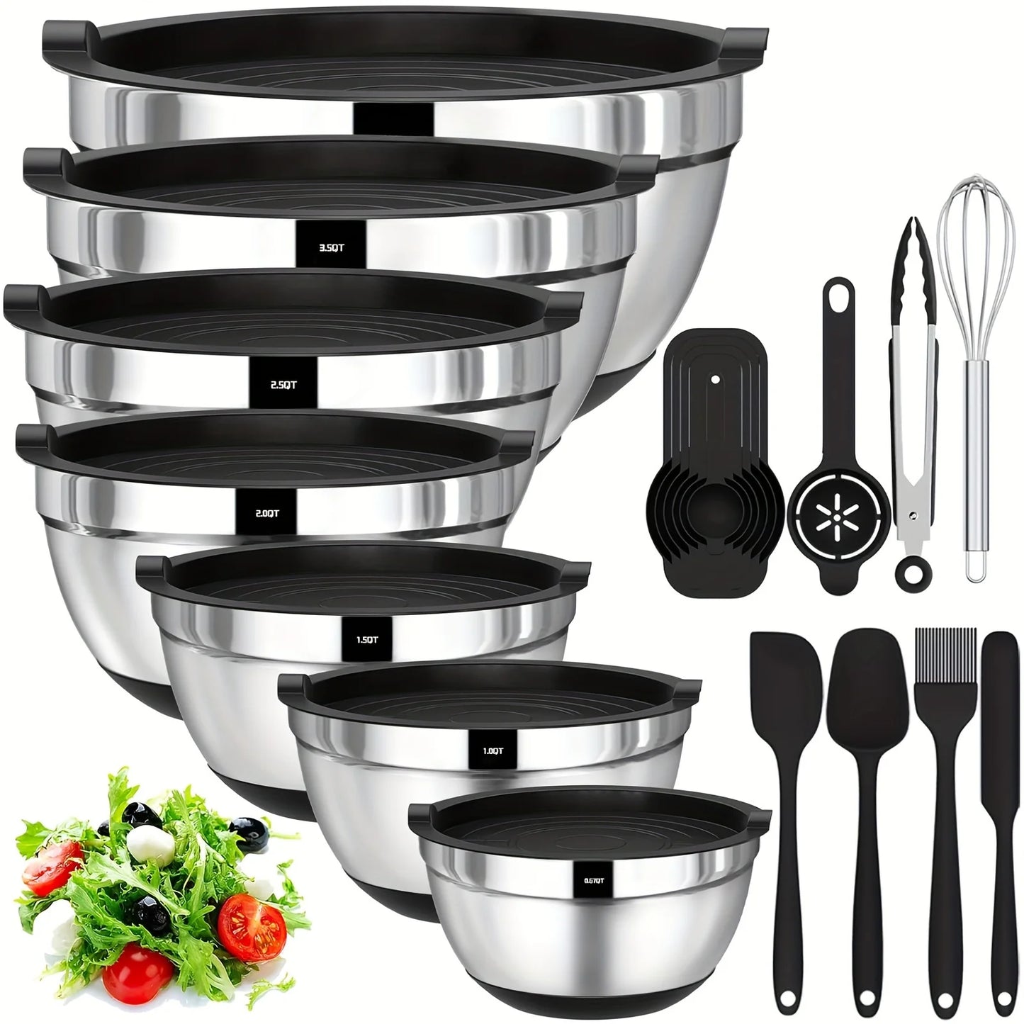 20 Piece Stainless Steel Mixing Bowls With Airtight Lids