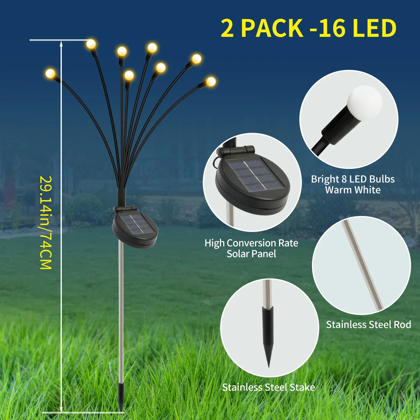 Solar Firefly Lights Outdoor LED Garden Decorative Pathway Waterproof