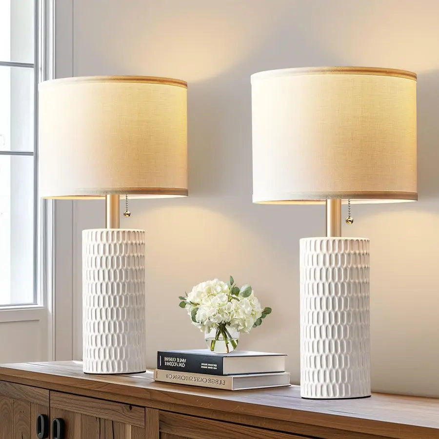Elegant Bedside Table Lamps Set Of 2 For Bedroom Decor