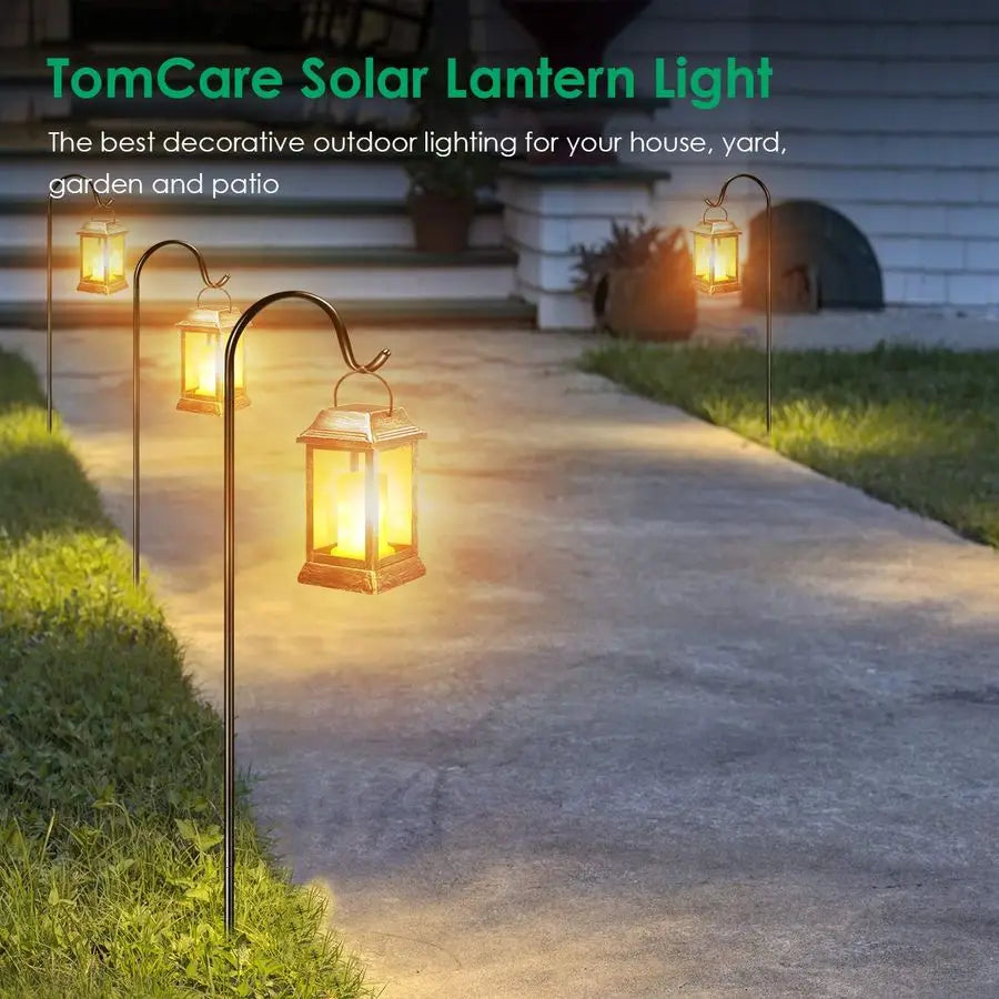 XMSJ Metal Solar Lantern Flickering Flame Outdoor Hanging Light